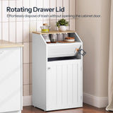 Freestanding Trash Can Cabinet, Wooden Recycling with Flip Door, 10 Gallon Hidden Kitchen Garbage Can for Kitchen