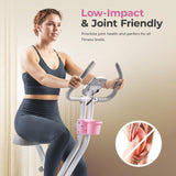 Sunny Health & Fitness Foldable Pink Magnetic Exercise X-Bike Pro, 300LB Capacity, Low-Impact, 14-Level Resistance, Ergonomic Support, SunnyFit® App Enhanced Bluetooth Connectivity - P2320 Sunny Health & Fitness