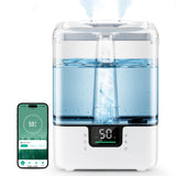 MERONTE Smart Humidifiers for Bedroom Home, 6L Cool Mist Top Fill Humidifier Large Room with Essential Oil Diffuser, Touch/APP/Voice Control, NightLight Humidifiers for Nursery & Plants (White, 1Pack)