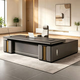 L Shaped Office Desk with Storage Cabinet, CPU Space and Cable Management