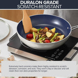 3-Piece 8”, 10”, 12” Forged Lightweight Frying Pan Set, G10 Healthy Duralon Blue Ceramic Ultra Non-Stick Nuwave