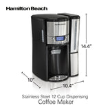 Hamilton Beach One Press Programmable Dispensing 12 Cup Coffee Maker with Internal Coffee Pot, Stays Warm and Fresh for Hours, 60 oz. Removable Reservoir, Black & Stainless Steel (47950)