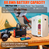 Portable Power Station 88Wh Solar Generator Power Bank with 110V AC DC USB Ports LED Flashlight Takki