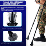 Ergobaum Dual Underarm Crutches for Adults (1 Pair-2 Units) NSN Military Certified, Triple Shock Absorption, Foldable, Adjustable 5'–6'6", Supports Up To 380 lbs | Ergonomic Padded Arm Support (Black)
