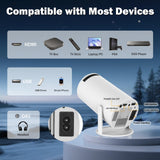 WellSonic Mini Projector Support 1080P, 200 Ansi Outdoor & Home Movie Portable Projector with Wifi6 and 5.0 Bluetooth, Automatic Keystone Correction, 180°Rotatable, Compatible with HDMI USB PC Laptop