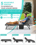 ABORON Folding Camping Cot for Adults, Double Layer 1200D 500lb Loading Cot for Sleeping, Heavy Duty Guest Cot with Mat & Carrying Bag for Indoor Outdoor (Pro Adjustable, Abyssal Noir) ABORON