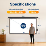 VIVOHOME Motorized Projector Screen with Remote, 16:9 100 Inch Auto Electric Projection Screen, HD 4K Movie Screen for Home Theater, Cinema, Office (87 x 49 Black)