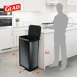 Glad Stainless Steel Step Trash Can, Large Metal Kitchen Garbage Bin with Soft Close Lid, 20 Gallon