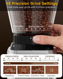 IAGREEA Conical Burr Coffee Grinder, 48 Grind Settings, 450RPM Low-Speed Anti-Static, Precision Timer, Portafilter Holder for Espresso, Drip, French Press, Cold Brew, Stainless Steel
