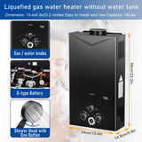 US Fast Arrival Tankless Water Heater Propane, 4.21GPM 16L Outdoor Portable Gas Instant Hot Water Heater with Digital Display Sprinkler for Camping Barn Cabin RV 1 Set
