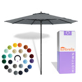 Midtown Umbrellas Push & Pop 10 Ft Patio Umbrellas with Push & Pop Mechanism, Fiberglass Ribs & Sunbrella Fabric – Outdoor Umbrella for Deck, Pool, Cafés and Hotels – Cast Slate Canopy, Black Pole