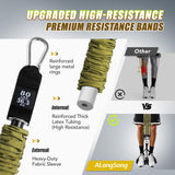 ALongSong Pull Up Assistance Bands with Foot Support Pedal - 320LBS Heavy Duty Resistance Bands Adjustable Weight/Height with 4x80Lbs Bands&Measured Strap for Strength Training Home Gym Workout-Green
