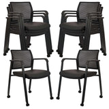 Stacking Office Chair with Wheels, Mesh Back Waiting Room Guest Chairs