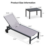 PURPLE LEAF Outdoor Chaise Lounge with Easy-Move Wheels, Light Grey