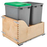 Rev-A-Shelf Double Pullout Trash Can, Min Cabinet Opening 15" W, 35 Qt