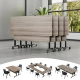 4Pack Folding Conference Room Tables,Modular Mobile Conference Table,Dynamic Joinable Seminar Training Table,Stackable Office Meeting Tables for Classroom Training Center Library(4,Elm Grey,47.2in)