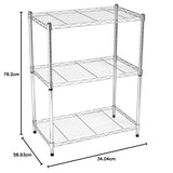 Amazon Basics 3-Shelf Adjustable Heavy Duty Steel Wire Shelving Rack with Chrome Finish, No-Tool Assembly, 250 lbs per Shelf, 23.2" L x 13.4" W x 30" H