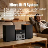 Compact Micro Hi-Fi Stereo System with CD Player, Bluetooth, FM Radio, USB Playback, Aux-Input & Earphone Output, 30W Stereo Sound, Remote Control