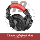 Over Ear Headphones, Wireless Headphones w/ 72H Playtime, Hi-Res, 3.5mm/6.35mm Wired Audio Jack - Red OneOdio