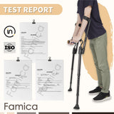 Famica FlexiCrutch for Adult (x1 Unit, Open Cuff) - Red Dot Design Award Winner, Portable Mobility Aid for Seniors, Post-Surgery, Injury Recovery, Adjustable Ergonomic Handles, Cuff, Height, Foldable, Lightweight and Non-slip Forearm Crutches