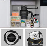 Chooba Garbage Disposal 3/4 HP, Continuous Feed Food Waste Disposer for Kitchen, Quiet Garbage Disposals with Power Cord, Garbage Grinder for Sink, DC Motor, Matte Black & Gold