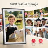 Frameo 10.1" Digital Picture Frame, Smart WiFi Digital Photo Frame with 1280x800 HD IPS Touch Screen 32GB Storage Auto-Rotate Wall Mounted, Share Photos/Videos from Phone Anywhere(Black&White)