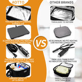 Aotto Portable Oven, Electric Lunch Box Food Heater - 12V/24V/110V 3-in-1 Car Food Warmer - Mini Personal Microwave Heated Lunch Box Warmer for Car, Truck, Travel, Office & Home Use - Black