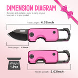 Pink Folding Pocket Knife Gifts for Women - Stocking Stuffers for Women, Small Multitool Box Cutter with 1.5inch Blade - Christmas Birthday Gifts - Edc Keychain Gadgets for Hiking, Camping, Fishing