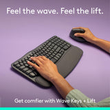 Logitech Wave Keys & Lift Vertical Mouse Ergonomic Wireless Combo, Graphite