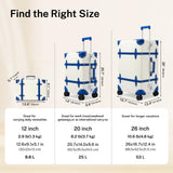 universal trotter Vintage PU Leather Luggage Set, Retro Trunk Suitcase with Wide Aluminum Frame, TSA Key Locks and Smooth 360° Spinner Wheels (Coastal Blue Trim,26"+12")