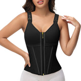 SHAPSHE Waist Trainer Corset for Women Tummy Control Sport Workout Body Shaper Vest for Postpartum Gym Zipper and Hooks Black XXL