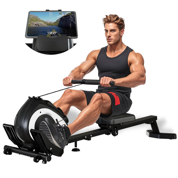 UPREIGN Magnetic Rowing Machine for Home | Adjustable 8-Speed Booster | Burn Fat & Sculpt Muscles | Supports Up to 265 LBS | Phone/Tablet-Ready Design UPREIGN