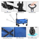 EVLIQUIL Collapsible Foldable Wagon,Wagons Carts Foldable with Wheels,Utility Grocery Folding Beach Wagon  (Lake Blue).