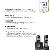 Expandable Cordless Phone System with Amber Backlit Display – 2 Handsets – KX-TGC352B (Black) Panasonic