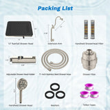 Hibbent 5-spray Dual Filtered Rainfall Shower Head Combo, High Pressure 13'' Showerhead with 10 Spray Mode Handheld, Easy Reach 4-way Diverter Arm with Pause Mode, 71'' Hose & Holder, Brushed Nickel