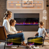LEMBERI 72 inch Ultra-Thin Electric Fireplace, Recessed and Wall Mounted Slim Linear Fireplace for 2x4 & 2x6 Studs, 750W/1500W Ultra-Quiet Indoor Heater with Remote, Flame Colors & Timer, Black