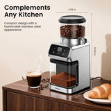 Burr Coffee Grinder Electric, 30 Grinding Settings Emojoy Coffee Bean Grinder, Burr Coffee Grinder for Home Use, Touchscreen and LED Control Panel, Stainless Steel, Conical Burr Grinder