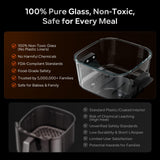 YUKO Smart Glass Air Fryer Non Toxic, 6.3QT & 4.4QT Air Fryer with Dual Glass Baskets with Lids, 8-in-1 Portable Air Fryers Cristal, PFOA & PFAS-Free, Dishwasher Safe, Ideal Kitchen Gift