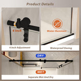 AMAPO 60 * 66 Classic Black Brushed Frameless Shower Door - 8mm Thick Tempered Safety Glass, Reinforced Stainless Steel Tracks, Suitable for ModernBathrooms, Wet-Dry Separation Bathrooms