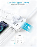 15 Ft Long Extension Cord with Ultra-Thin Flat Plug, 8 Widely Spaced Outlets & 4 USB Ports (2 USB C), 1080J Surge Protected Power Strip for Home Office, College Dorm Room Essentials, Wall Mount