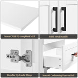 Yaheetech 24.5" Modern Bathroom Vanity with Ceramic Basin, Undermount Vanity Sink Cabinet with 2 Doors and 1 Drawer, Free Standing Bathroom Storage Cabinet with Sink Combo Set, White