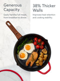 CAROTE 20Pcs Titanium Cookware Set, Pots and Pans Set Non Stick, Kitchen Cooking Set with Detachable Handle, Non Toxic Induction Cookware - Camping Cookware, Dishwasher/Oven Safe, Red