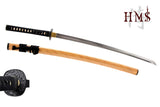Hand Forged 1095 Yellow Bamboo Warrior Katana, Visible Hamon Full Tang