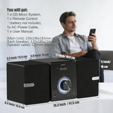 Compact Stereo System Speakers with CD Player, Bluetooth, FM Radio, Aux-in, USB-in, Earphone Jack, DSP-Tech, Remote, 30W Crisp-Sound Shelf Stereo System for Home (LP-886)