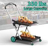 Yenntrss 8-in-1 Collapsible Shopping Cart, 350 lbs Capacity Grocery Cart on Wheels, Foldable Shopping Cart with 2 Storage Crates, Blue