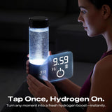 PUREPEBRIX Upgraded Hydrogen Water Bottle Generator Glass, Touch Screen, Leak-Proof Lid, SPE/PEM Tech, Portable Rechargeable Hydrogen Water Bottle for Home Office Travel Fitness Drinking, 14 oz, Black