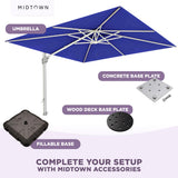 Midtown Umbrellas 10x10 Ft Outdoor Cantilever Patio Umbrella w/Sunbrella Chartres Silk Fabric - Tilt 360° Rotate Offset Patio, Deck Patio, Backyard & Garden - Silver Frame