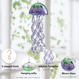 H&D HYALINE & DORA Purple Blown Glass Jellyfish Wind Chime Sea Glass Wind Chimes for Outside Jellyfish Wind Chimes Outdoor Sea Glass Decor for Patio Garden Balcony Porch(14in)