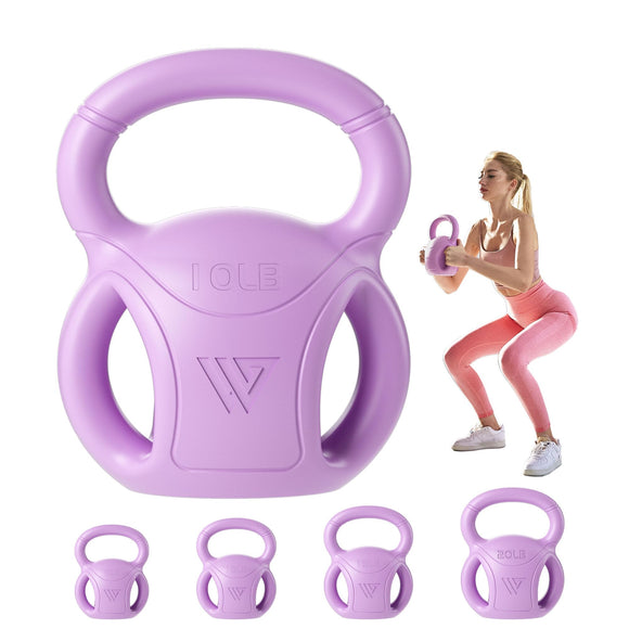 10 lb Kettlebell Weight with Three-handles for Russian Twists AB Exercise, Weightlifting and Core Training All-Purpose Fitness Exercise Home Gym [Purple] RUNWE