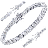 Gugots Moissanite Tennis Bracelet for Women Men S925 Sterling Silver D Color VVS1 Round Cut Moissanite Bracelet 5MM 8inch White Gold Plated
